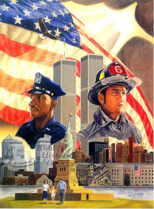 9 11 firefighter art